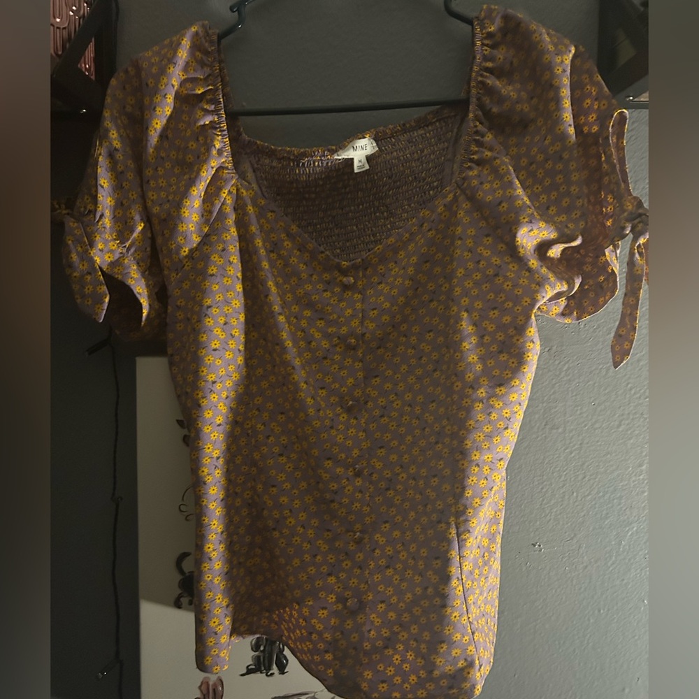 Purple with yellow flowers top